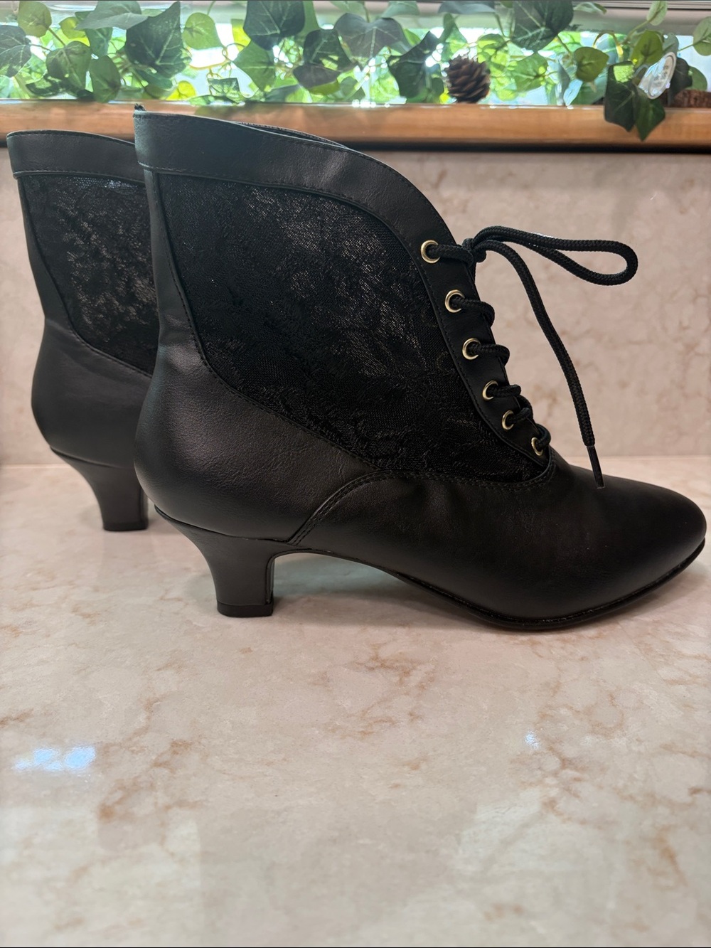 Funtasma Victorian Whimsigoth Steampunk Lace Ankle Boots Faux Leather Size 7